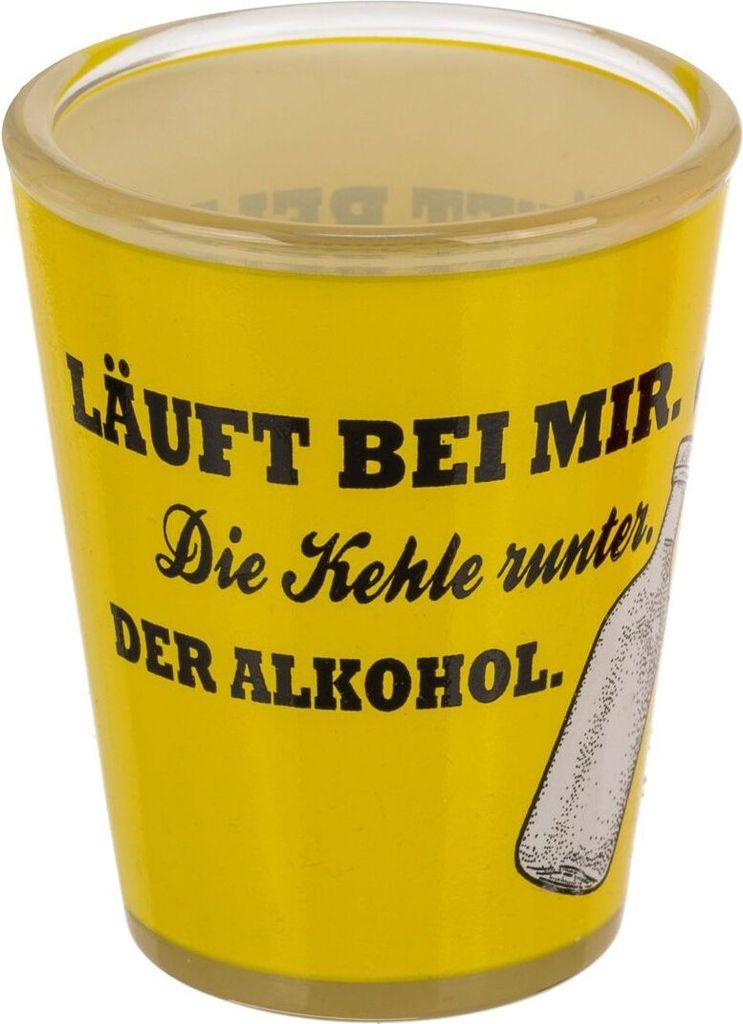 Lustiges Shotglas mit Trinkspruch für 60 ml Schnapsglas ca. 5 x 6 cm