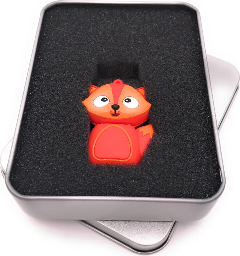 Clé USB 3.0 Onwomania 128 Go Design Renard Roux en Coffret Aluminium