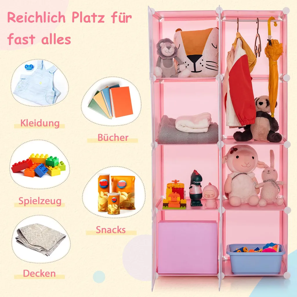 Armoire pour Enfants Modulable Rose : La Solution de Rangement à 8 Cubes