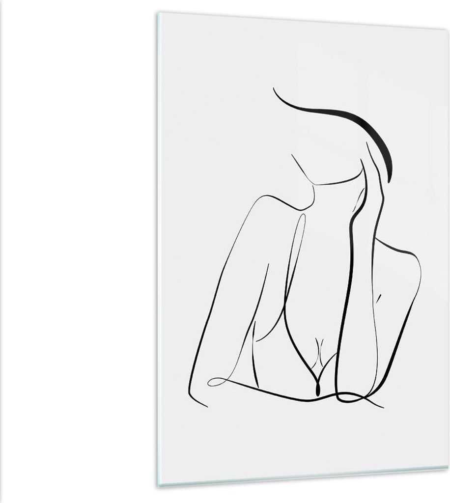 Bilder auf glas - Einteilig - Frau Linien Minimalismus - 80x120cm - Glasbilder - Wandbilder - Bilder - zum Aufhängen bereit - Wanddekoration aus G...