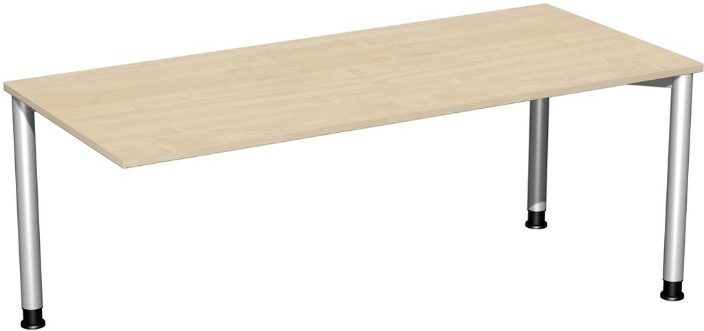 Verkettungstisch, BxTxH 1800x800x680-800 mm, höhenverstellbar, Platte ahorn, Rundrohrgestell silber