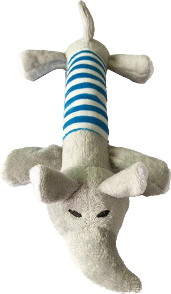 Hunde-Plüschtier, niedliches gestreiftes Tier mit 4 Beinen, quietschendes Kauspielzeug für Haustier, Katze, Zähneknirschen, Putzen, Elefant