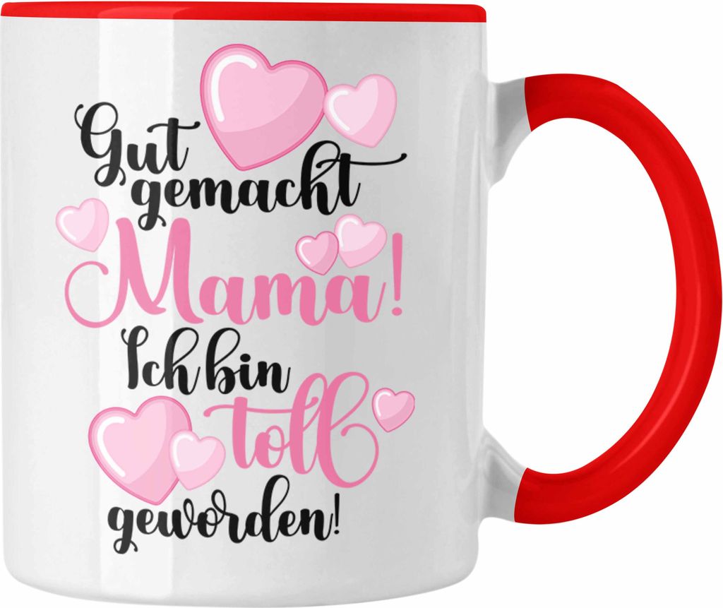 Trendation - Mutter Mama Tasse Geschenk von Tochter zum Geburtstag Weihnachten Kaffeetasse Lustig Geschenke Muttertag Muttertagsgeschenk (Rot)