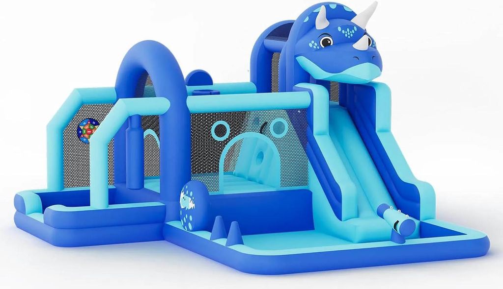 Dinosaurier Hüpfburg - Aufblasbares Spielschloss - Mit Rutsche - Gebläse Inklusive - PVC - 382 x 375 x 254 cm - Für Innen & Außen - Ab 14 Jahre...