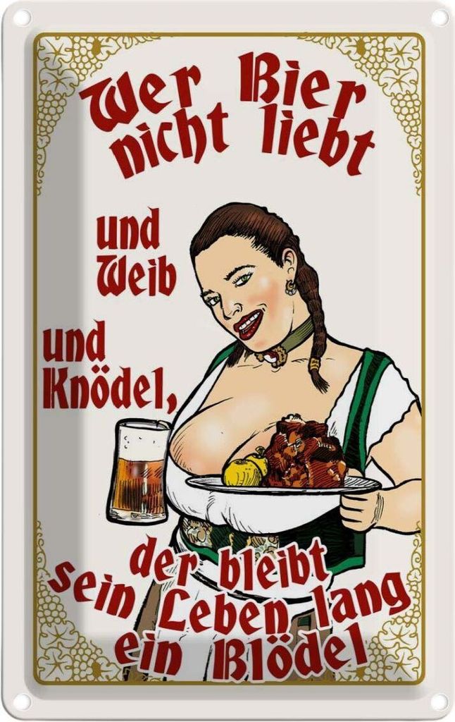 vianmo Blechschild 30x20 cm Pinup wer Zitat Bier nicht liebt ein Blödel Pin Up Spruch