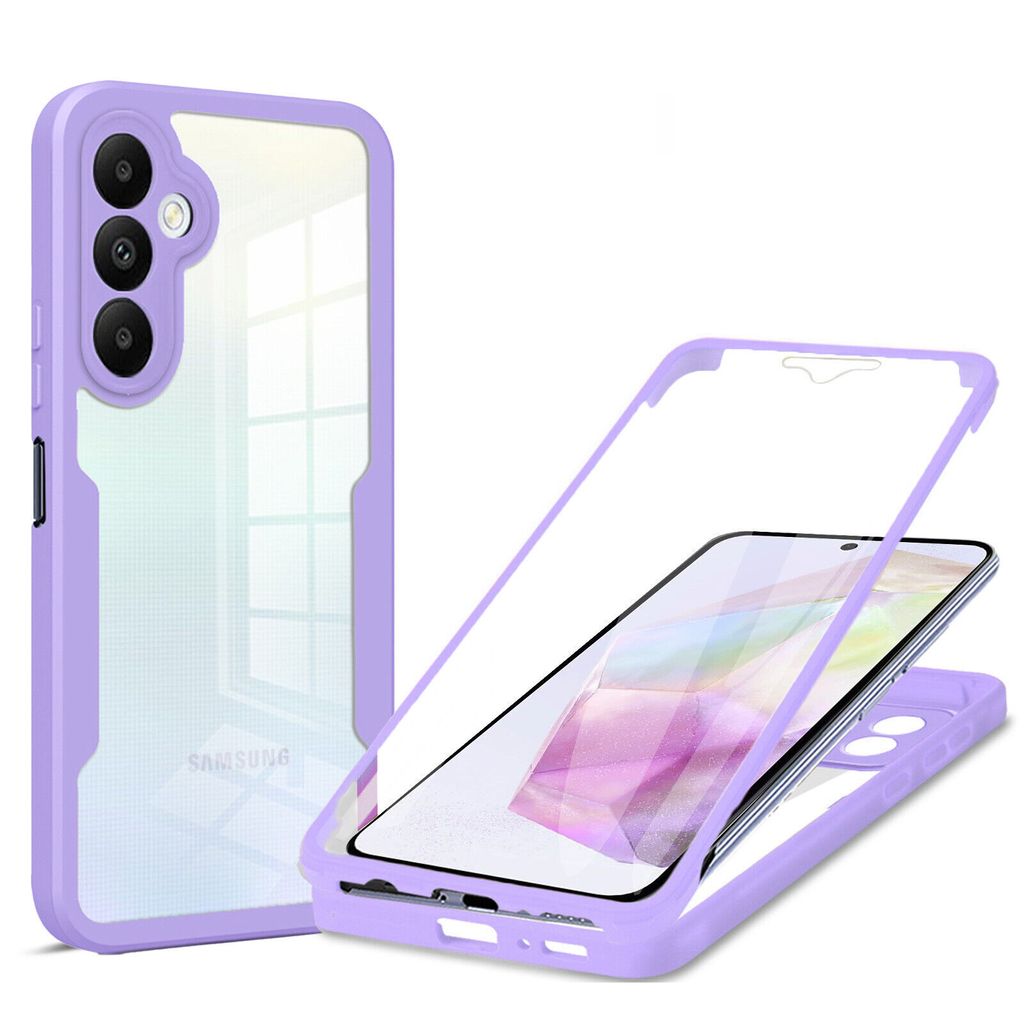360° Hülle für Samsung A55, 360 Grad Handyhülle mit Integriertem Displayschutz Lila