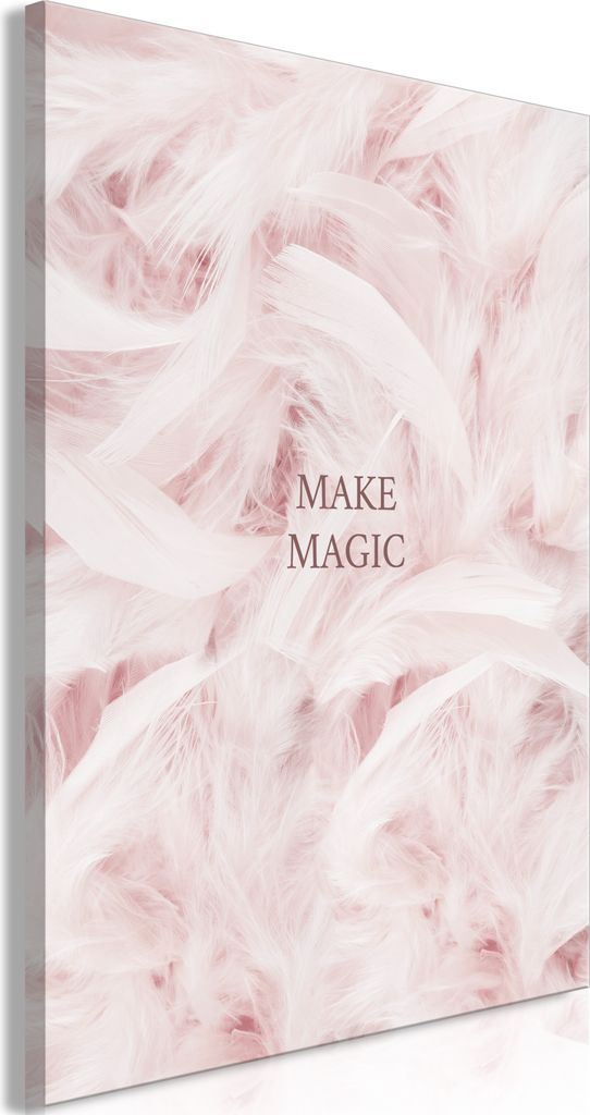 Vlies Leinwandbild - Pink Feathers (1 Part) Vertical 20x30 cm Text m-C-0462-b-a