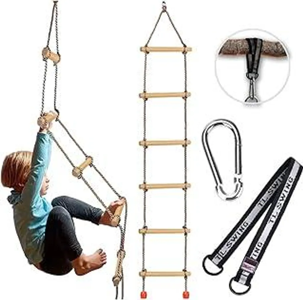 Altalena Trapezio Legno e Grigio - Arredo Gioco Minimal per Esterni