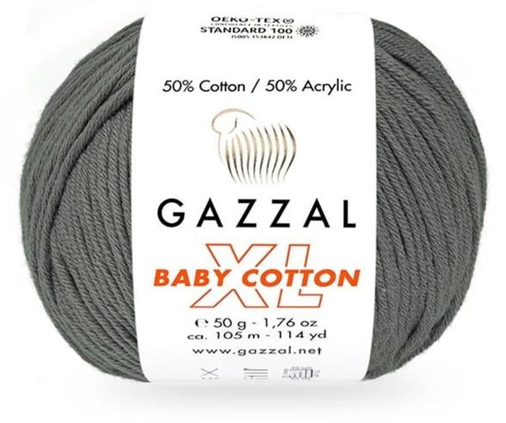 Příze Gazzal Baby Bavlna XL 3450, tmavě šedá - pro pletení Obrázek produktu 