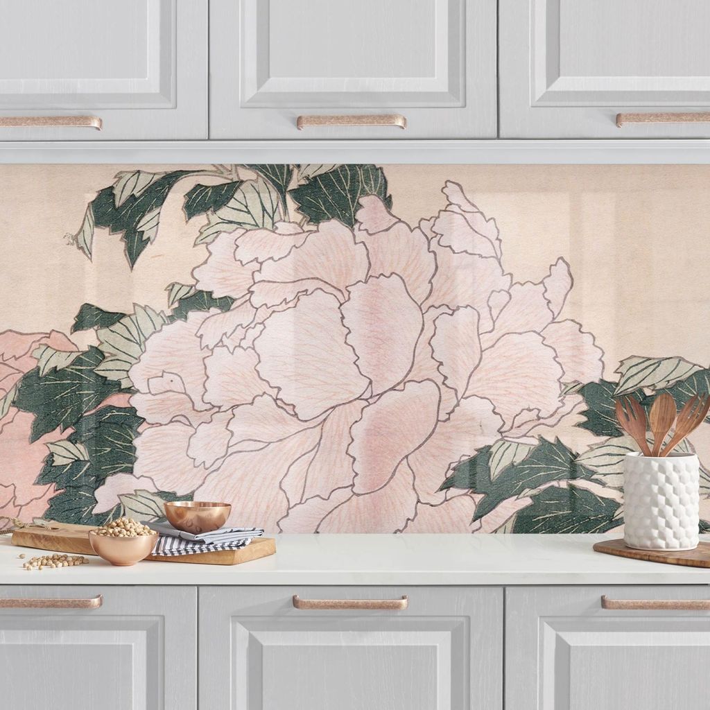 Küchenrückwand Blumen selbstklebend - 0.65 mm Wandpaneel wasserfest Schmetterling rosa Spritzschutz fugenlos