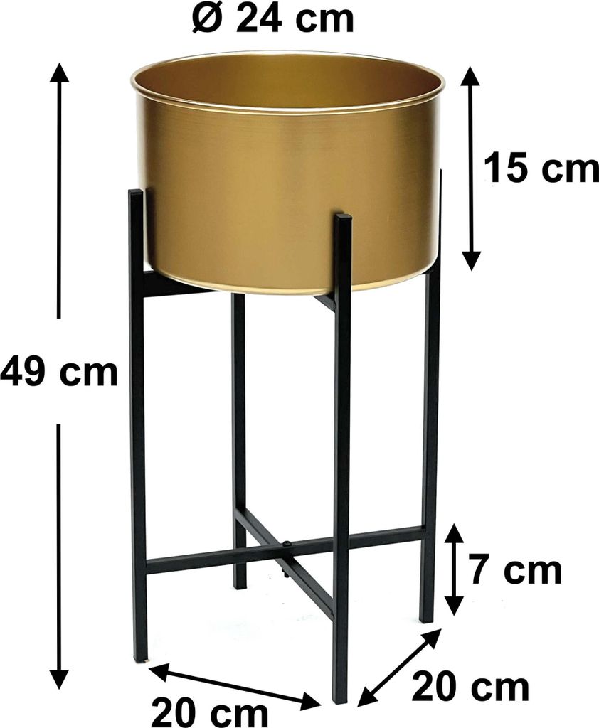 Sgabello fiori con vaso metallo oro nero portafiori 96046
