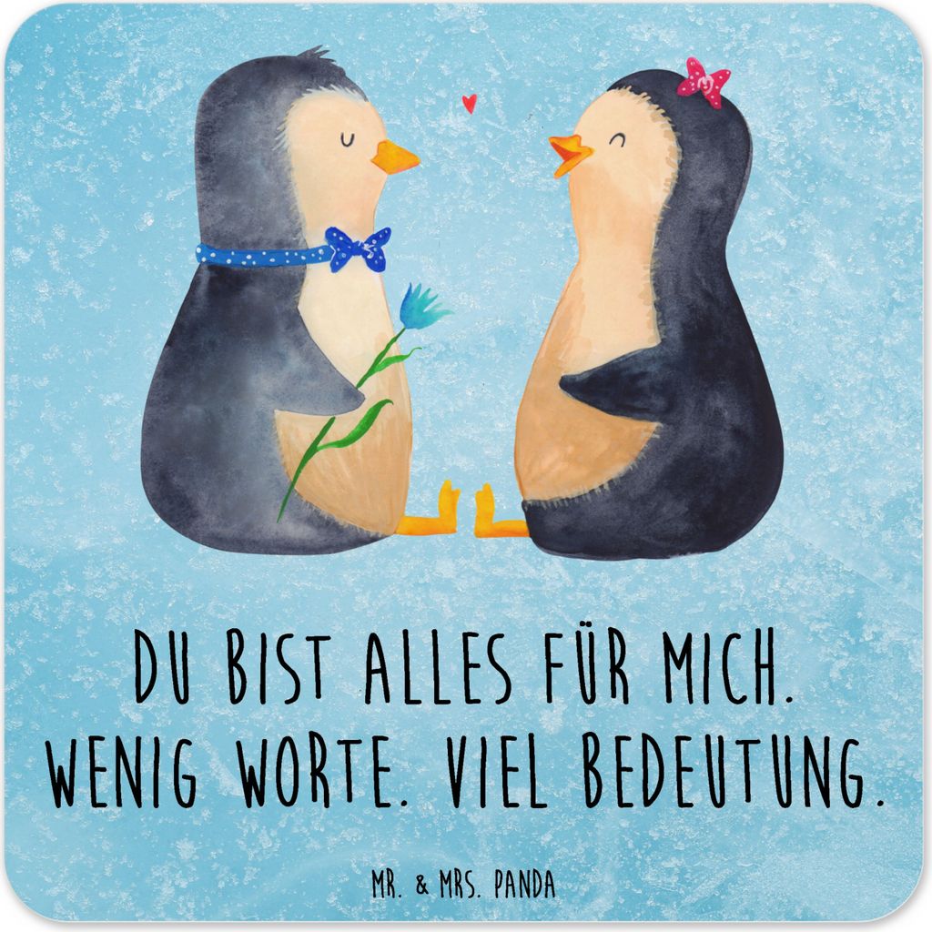 Mr. & Mrs. Panda Untersetzer für Gläser Pinguin Pärchen 10er Set - Eisblau - Geschenk, Design, Hochzeitstag, Hochzeit, Coaster, Hochzeitsgeschen...