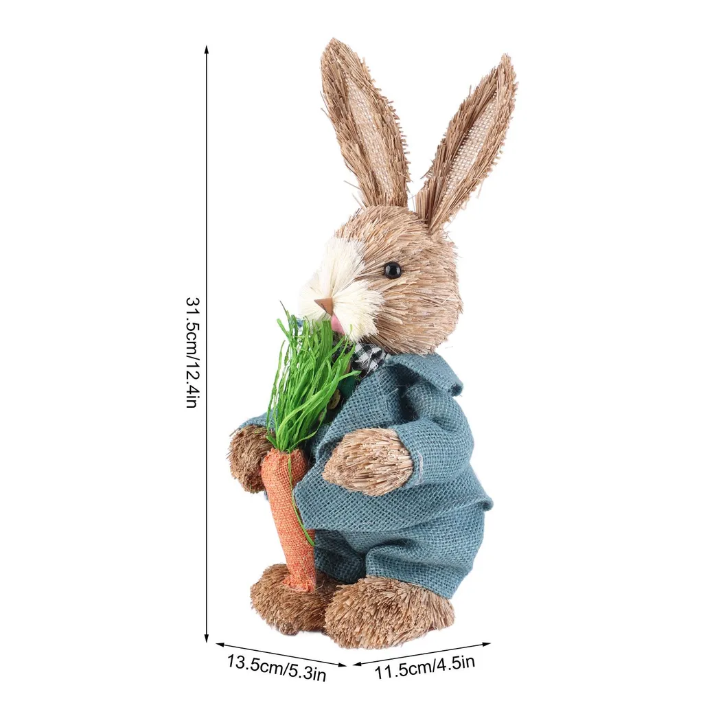 Lapin de Pâques 36cm Gris : Déco Durable et Chic pour Salon et Table
