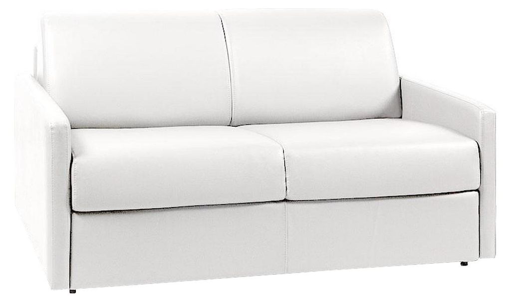 Express-Schlafsofa für 2 Personen aus weißem Kunstleder mit Sitzfläche aus Memory-Schaumstoff – Liegefläche 120 cm – Matratze 14 cm CALIFE