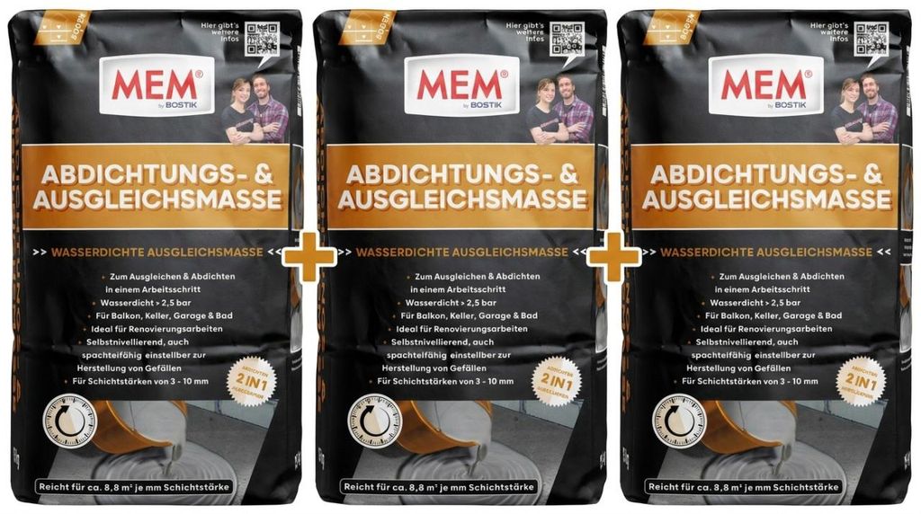MEM Abdichtungs- & Ausgleichmasse 15 kg 3-er Pack Produktbild 