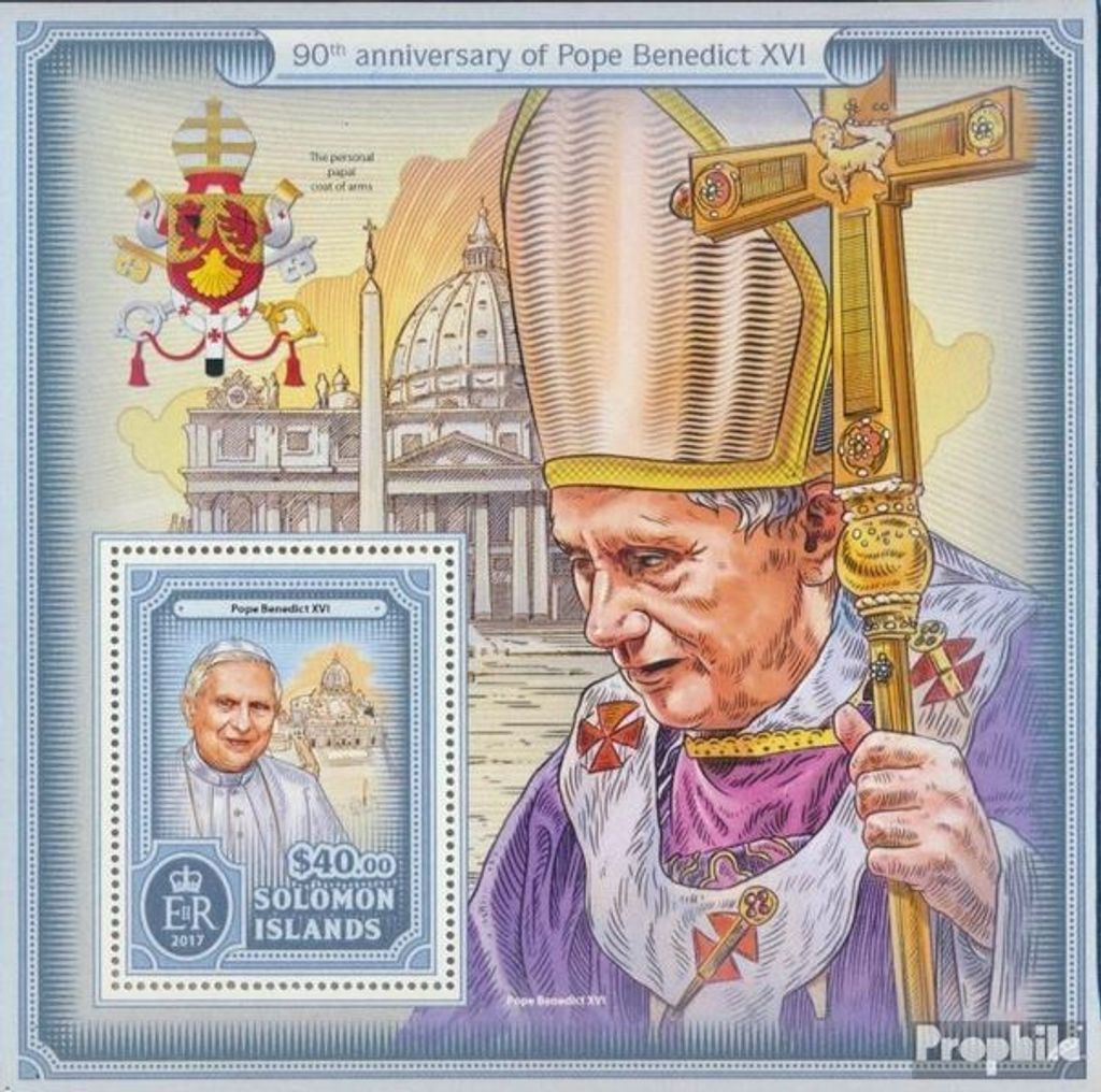 Briefmarken Salomoninseln 2017 Mi Block 614 (kompl. Ausg.) postfrisch Papst Benedikt XVI