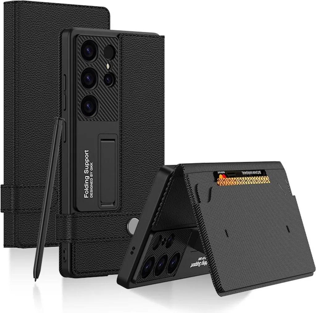 Cover Portafoglio Samsung S25 Ultra MagSafe GKK - TPU e Pelle Nera - 1