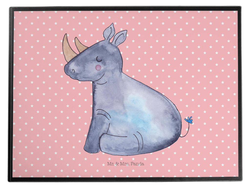 Mr. & Mrs. Panda tischschutzmatte Einhorn Nashorn - Rot Pastell - Geschenk, Nashörner, Zoo, Unicorn, Regenbogen, arbeitsmatte, schreibtischunterla...