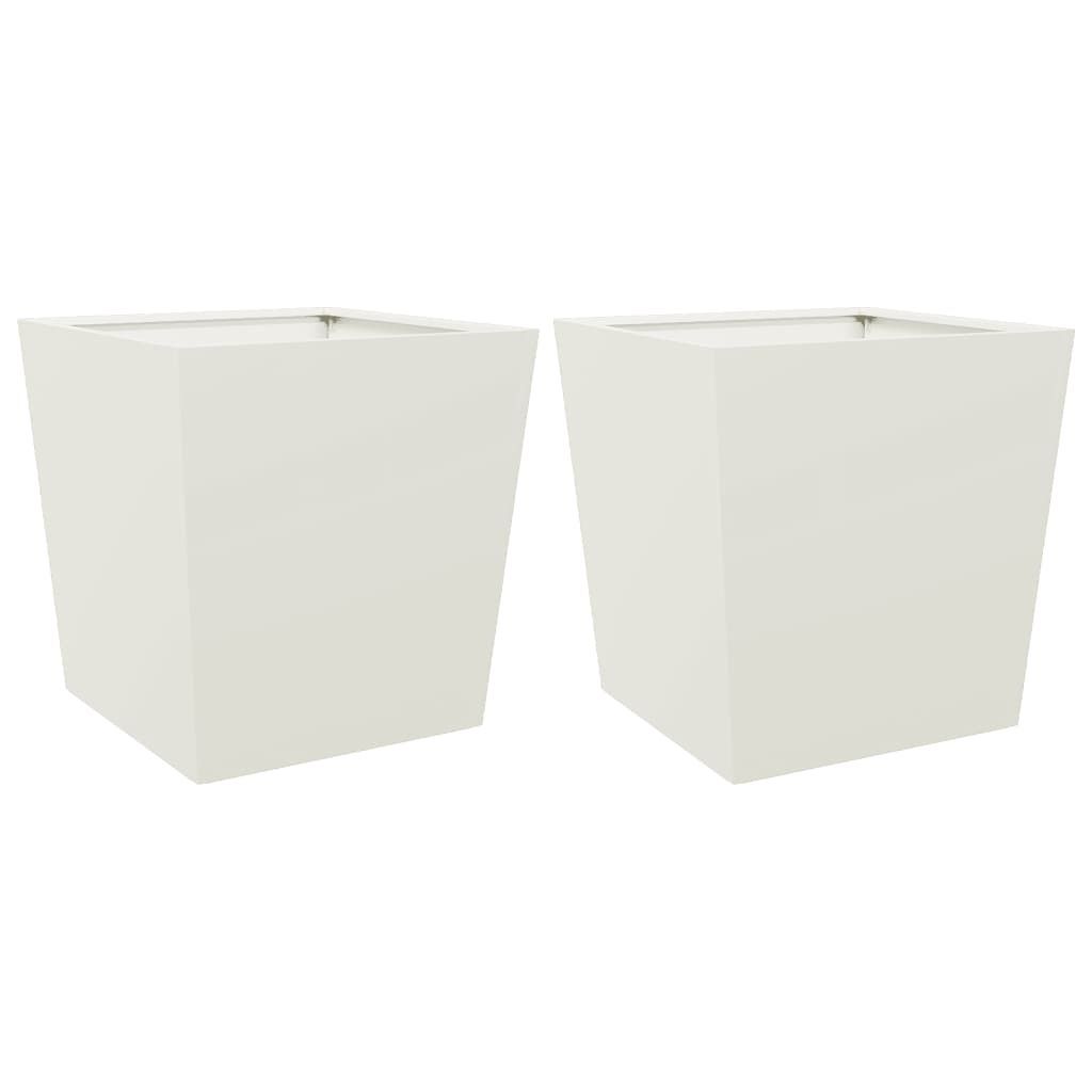 vidaXL Pflanzkübel 2 Stk. Weiß 50x50x50 cm Stahl Produktbild 