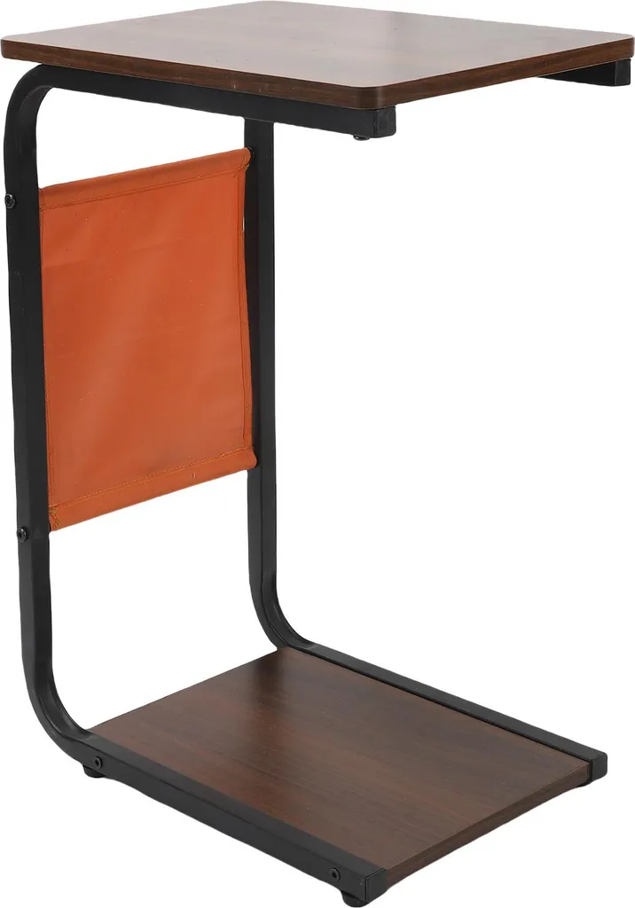 Bout de canapé design industriel avec rangement ouvert et cadre mobile