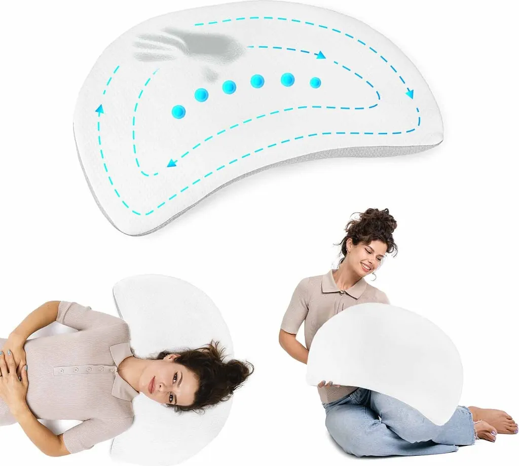 Coussin en forme de lune pour bébé en coton bio gris perle - 40 cm