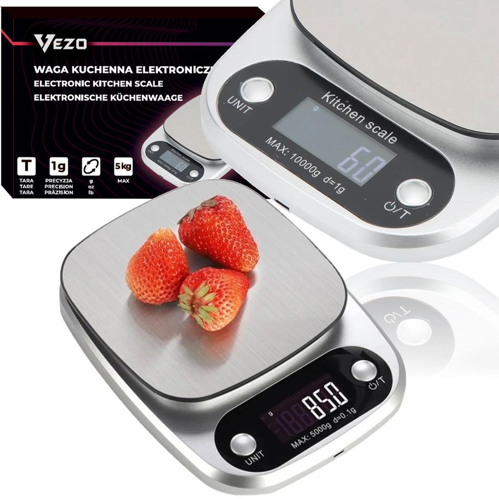 Vezo waga kuchenna elektroniczna precyzyjna LCD 0,1 g 5 kg Zdjęcie produktu 