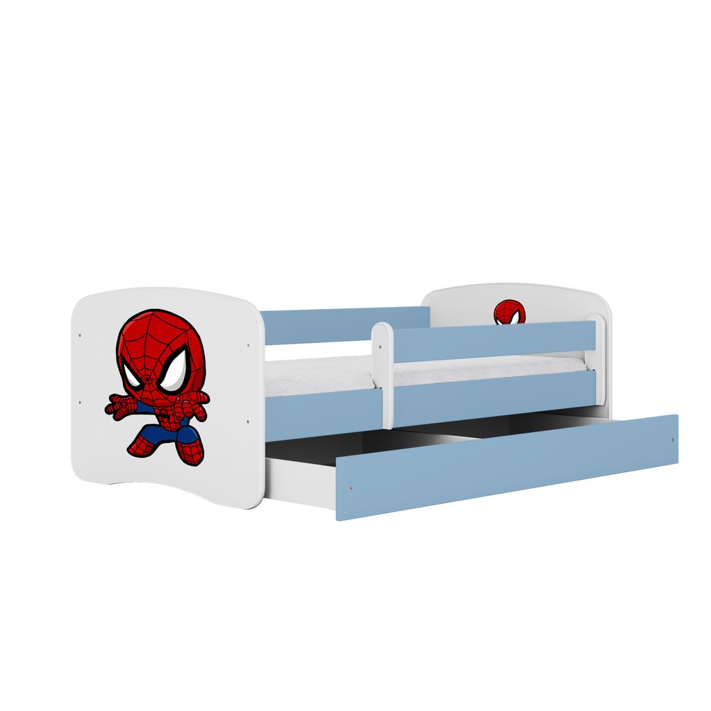 Kocot Kids Kinderbett Babydreams Spiderman mit Schublade 180x80 cm ohne Matratzein blau