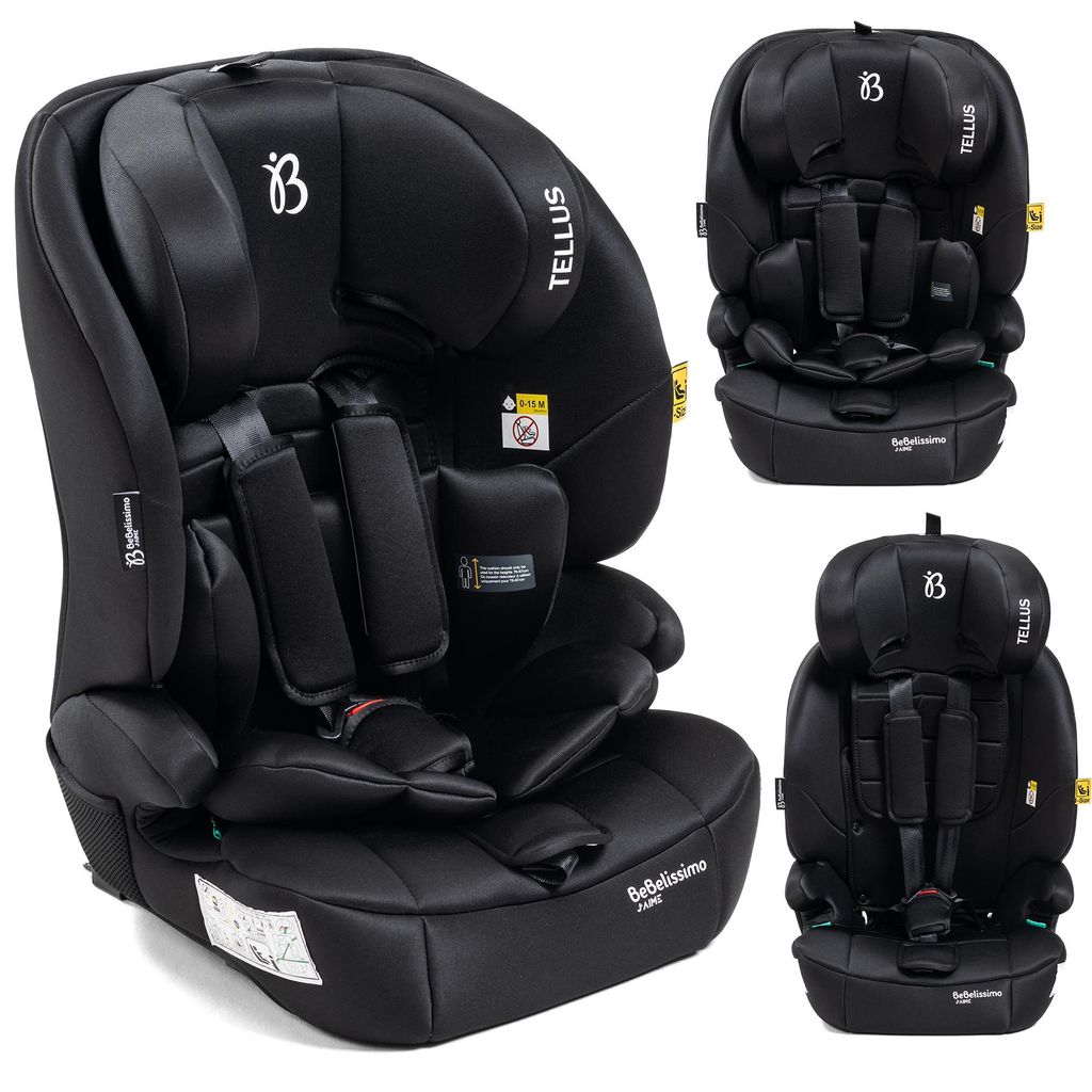 Bebelissimo - Tellus - Autokindersitz - Autositz - Isofix - 76-150 cm - R129 Norm - 5-Punkt-Gurt – black