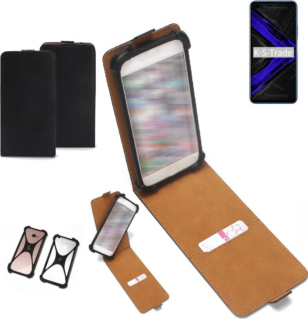 K-S-Trade Handyhülle Schutzhülle kompatibel mit Huawei Honor Play 4 Pro Hülle Case Cover Flip Style Bumper schwarz 1x