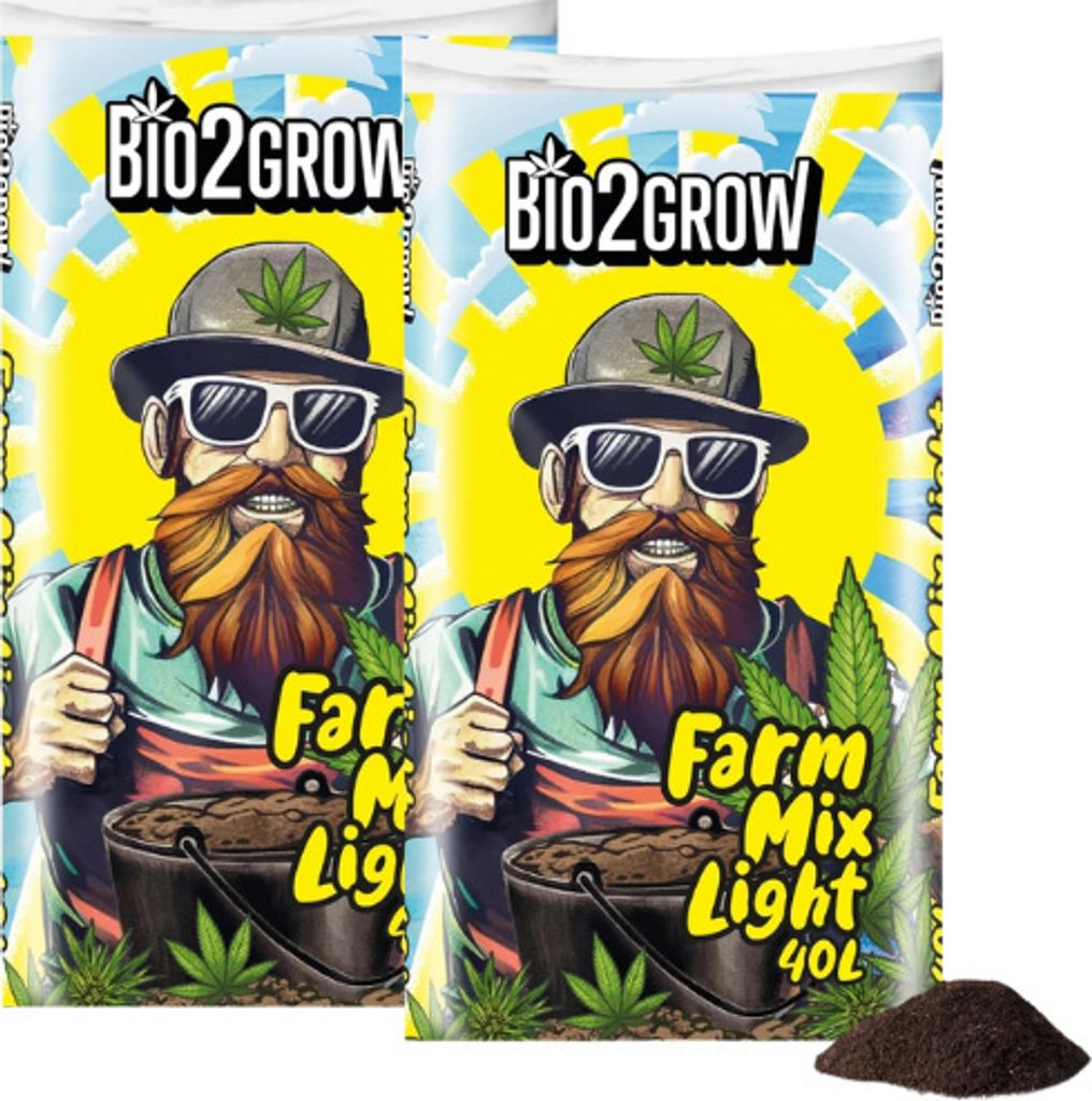 Bio2Grow Farm Mix Light 2 x 40 Liter - Grow Erde Indoor & Outdoor Blumenerde für Pflanzen Substrat