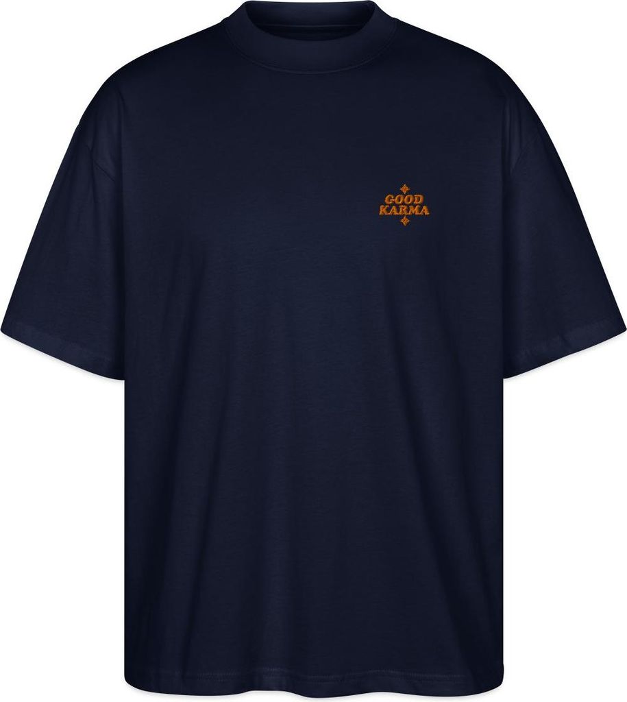 Spreadshirt Good Karma Positives Retro Motiv Mit Sternen Oversize Uni T-Shirt, S, Navy