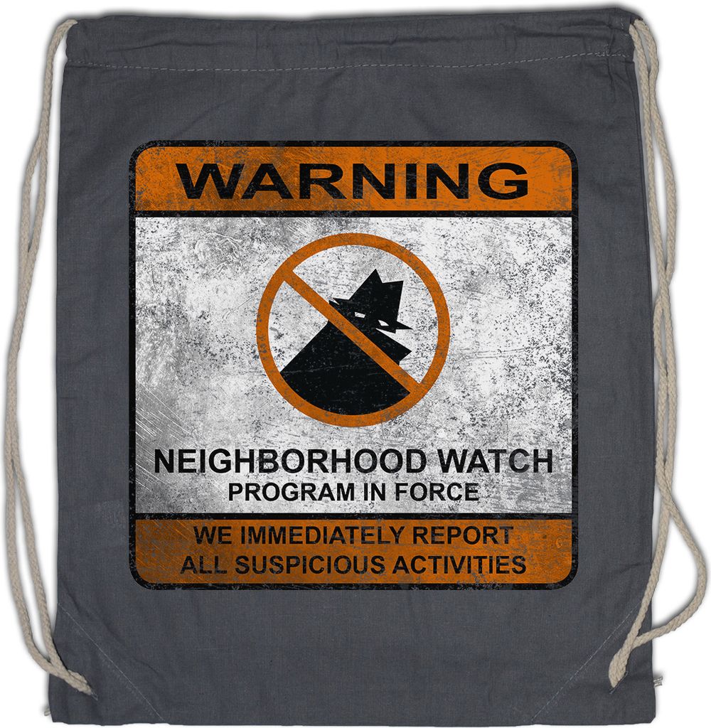 Urban Backwoods Neighborhood Watch Sign, Turnbeutel, Farbe: Grau