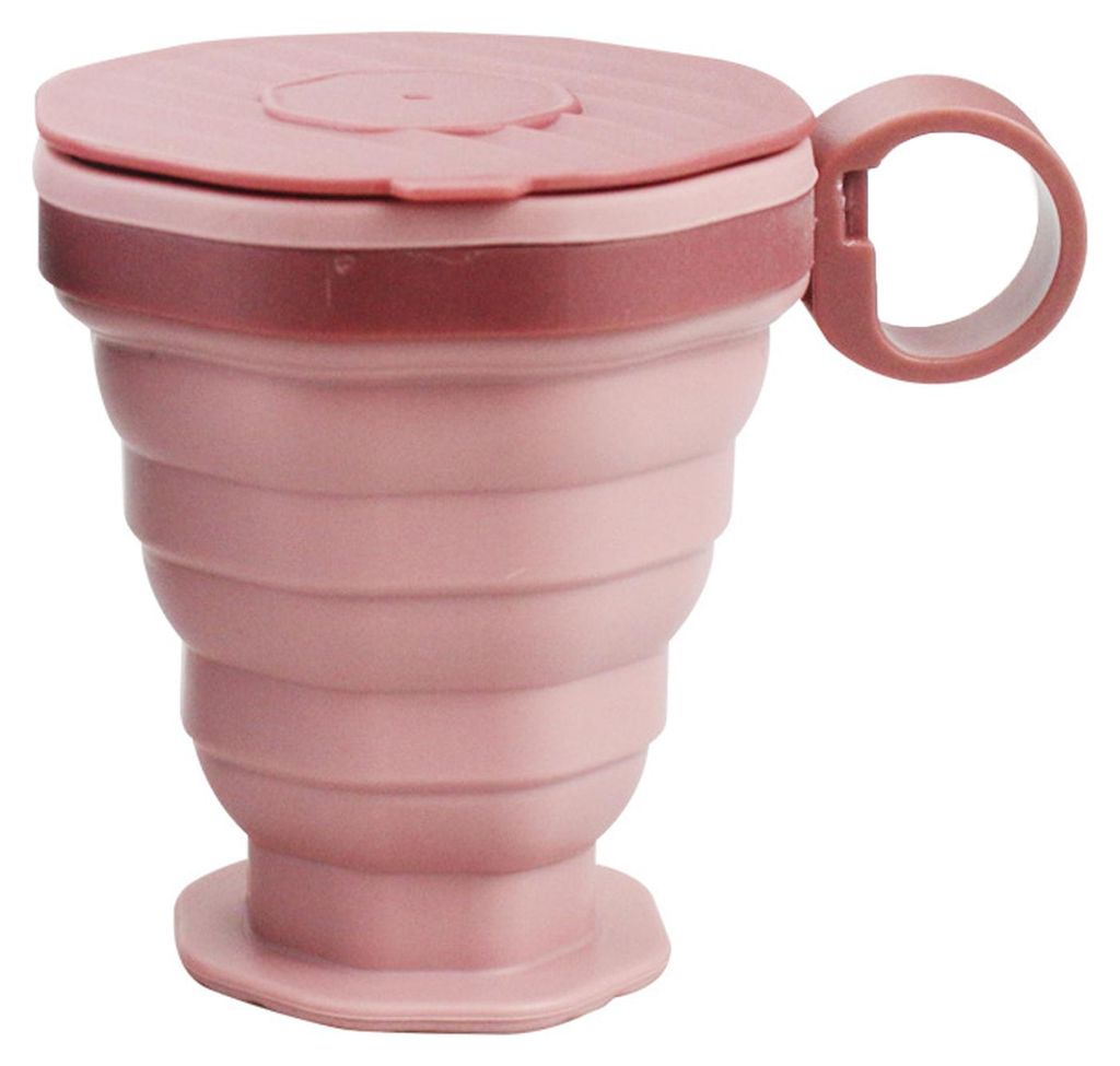 Faltbarer Silikon-Reisebecher mit Deckel, 220 ml, Mundspülbecher, spülmaschinenfest, auslaufsicher, tragbarer Kaffee- und Teebecher für Camping,...