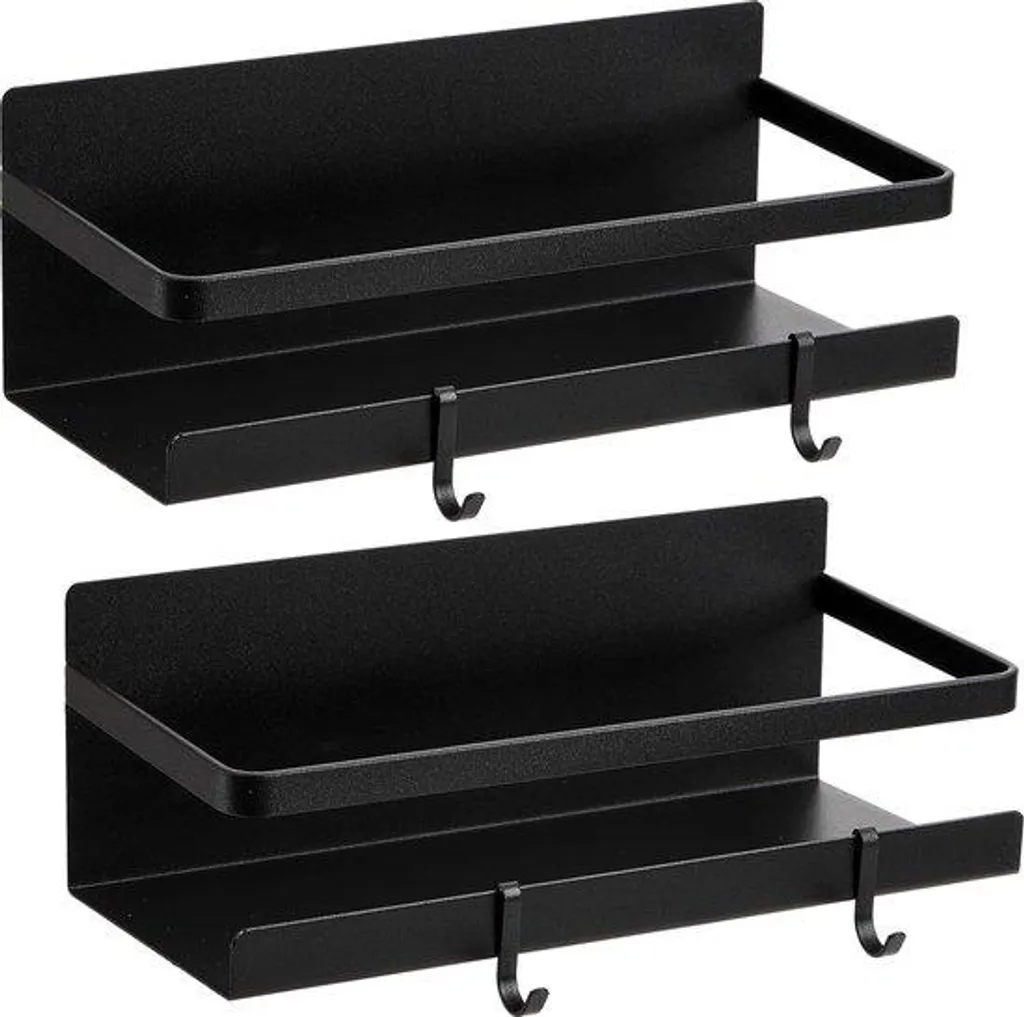 Rangement Cuisine Magnétique : Étagère Épices Noire pour Frigo x2