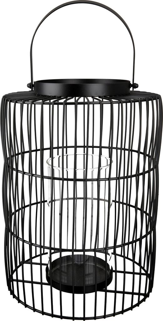 Gilde Windlicht "Stage" schwarz, mit Glaseinsatz H 17 x D 9 cm H: 35 cm Ø 21 cm 69078