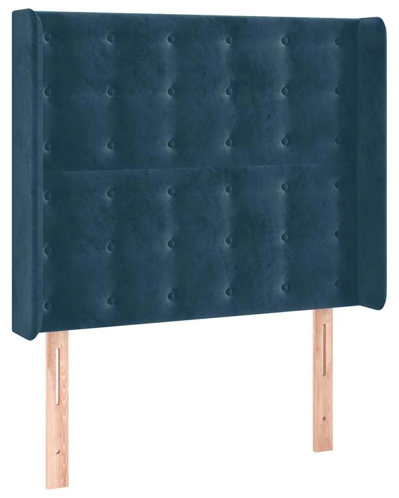 vidaXL Kopfteil mit Ohren Dunkelblau 103x16x118/128 cm Samt