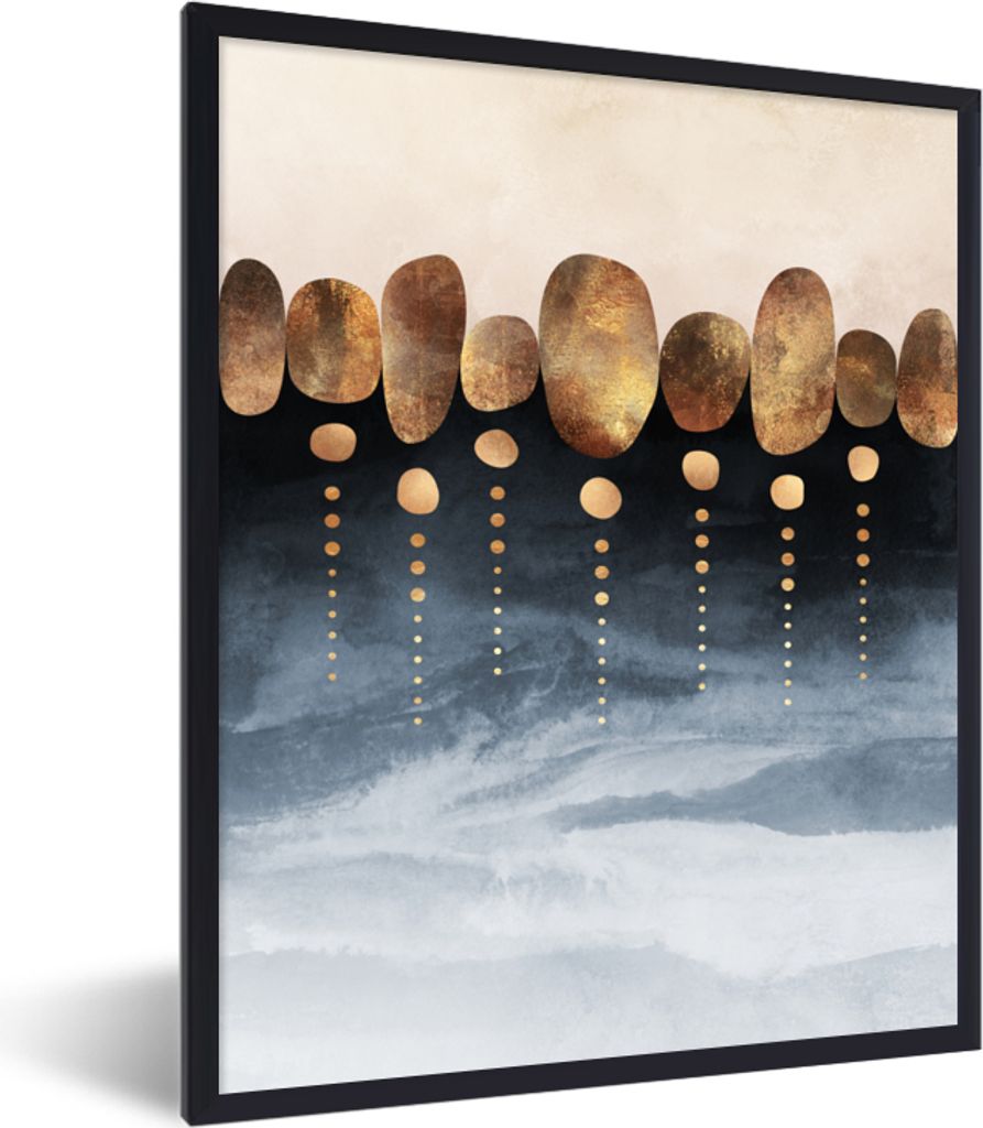 MuchoWow Gerahmtes Poster Gold - Abstrakt - Luxus 30x40 cm - Poster mit Schwarzem Bilderrahmen Wandposter Rahmen Foto Bilder - Wanddeko - Kunstdr...