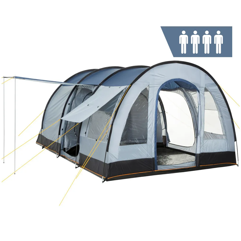 CampFeuer Zelt TunnelX für 4 Personen | Grau
