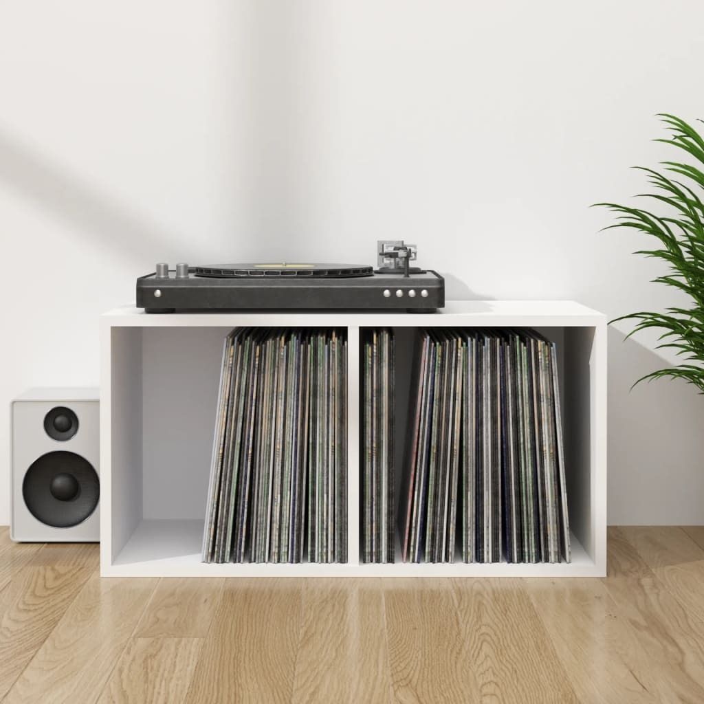 vidaXL Schallplatten-Aufbewahrungsbox Weiß 71x34x36 cm Produktbild 1