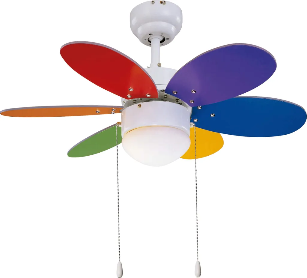Ventilatore da soffitto con luce e catenelle Rainbow Color 76 cm