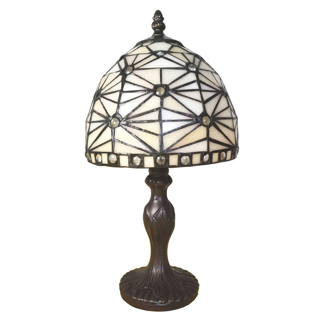 Clayre & Eef Tiffany Tischlampe Ø 18x33 cm Beige Polyresin