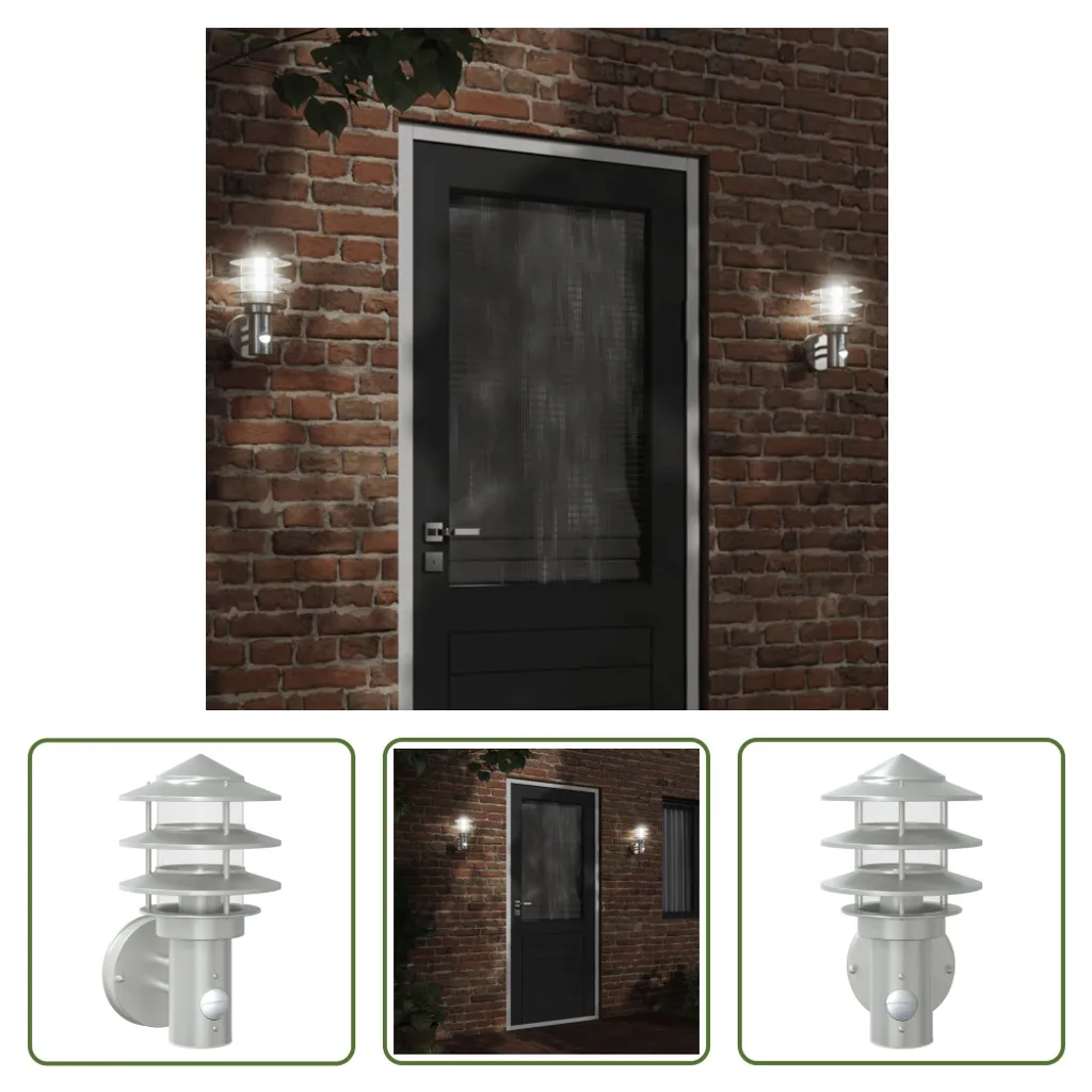 Applique Esterno Design Argento Inox Sensore | Illuminazione Elegante