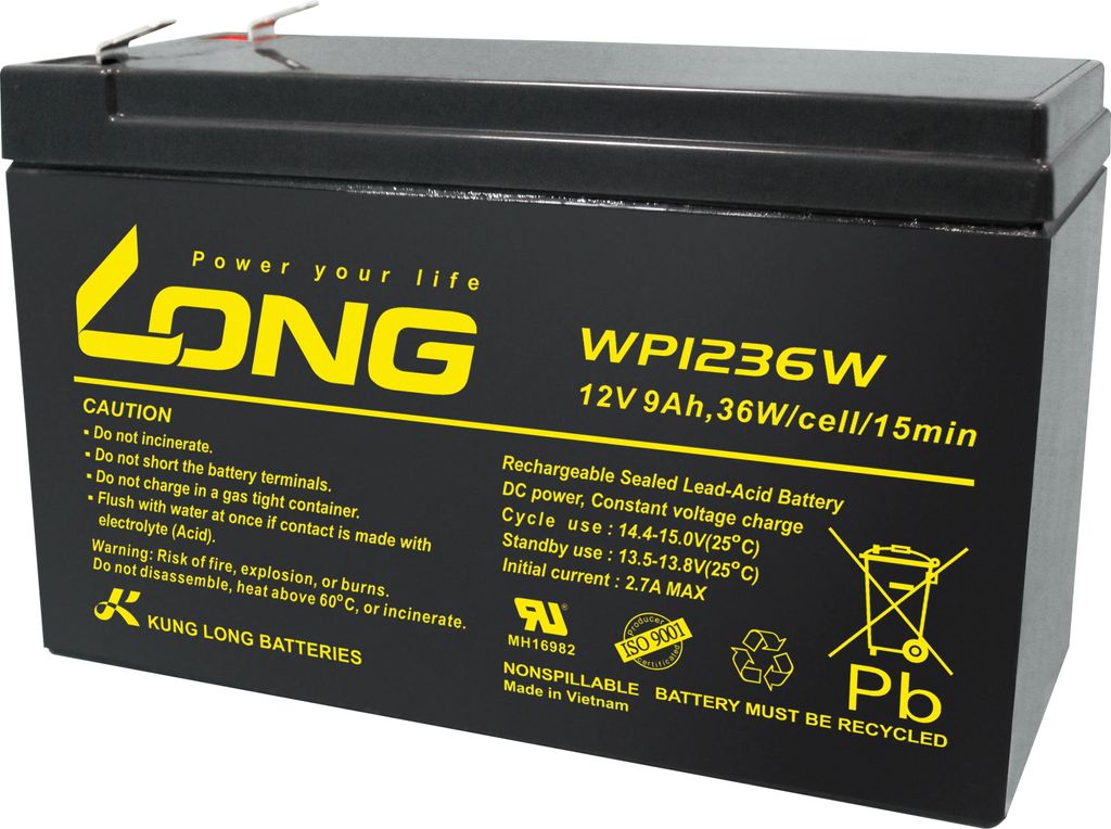 Lunga - WP1236W - 12 Volt 9000mAh Pb 36W - F2 Immagine del prodotto 