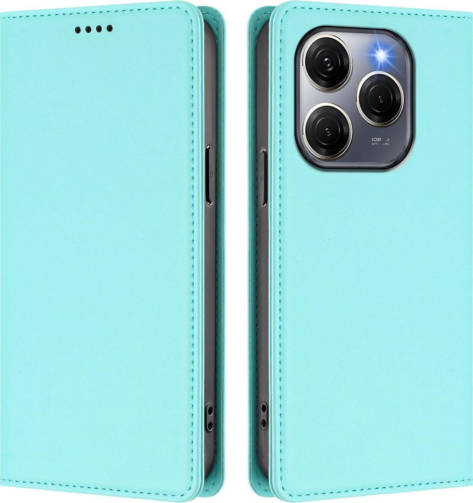 Handyhülle für Tecno Spark 20 Pro 5G, Kunstleder Klapphülle Stoßfeste Magnetische Hülle mit Ständer Türkis