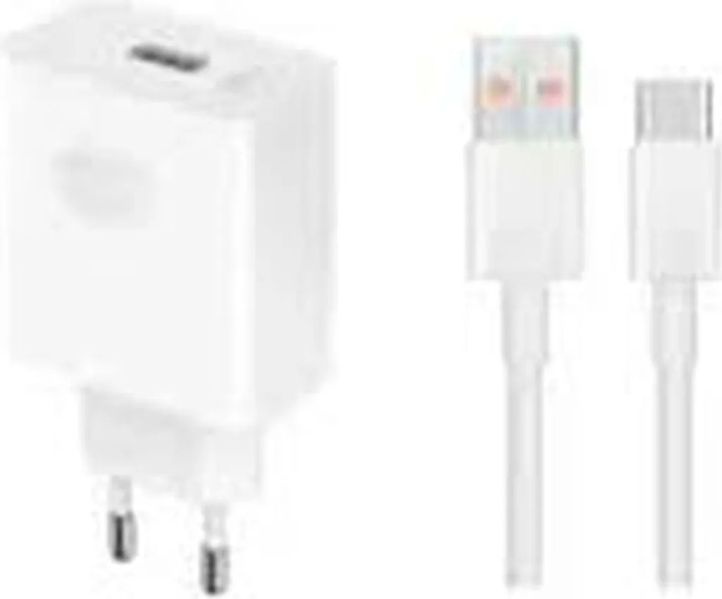 Adaptateur mural USB-A Honor 66W et son câble de charge rapide blanc