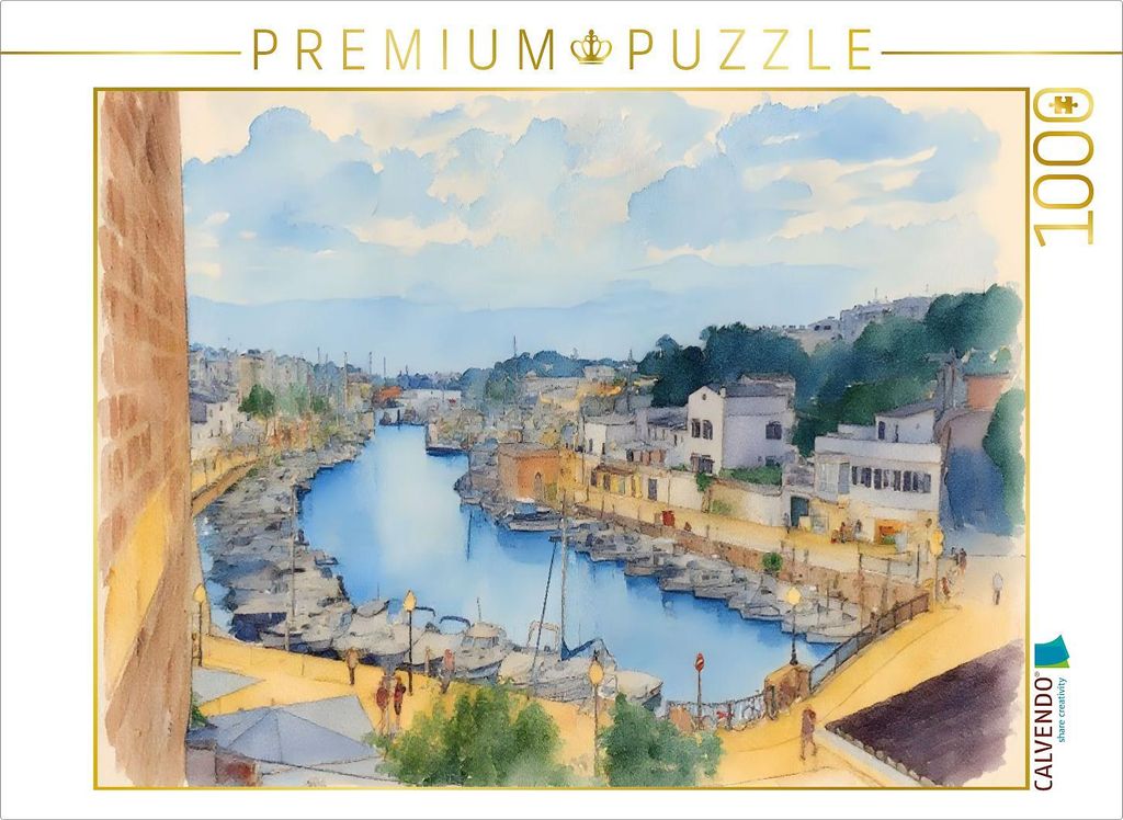 CALVENDO Puzzle Hafenfjord in Ciutadella | 1000 Teile Lege-Größe 64x48cm Foto-Puzzle für glückliche Stunden