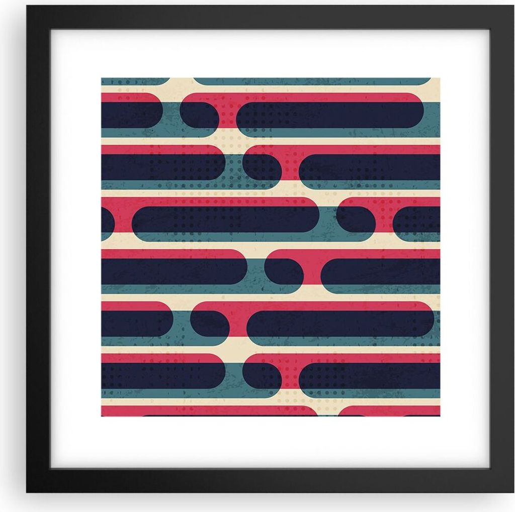 Gerahmtes Poster - Schwarzer Rahmen - Abstraktion Muster Modern - 30x30 cm - Wand Bild - Wanddeko - Wandbilder - Wandposter - Bilderrahmen - Bilder...