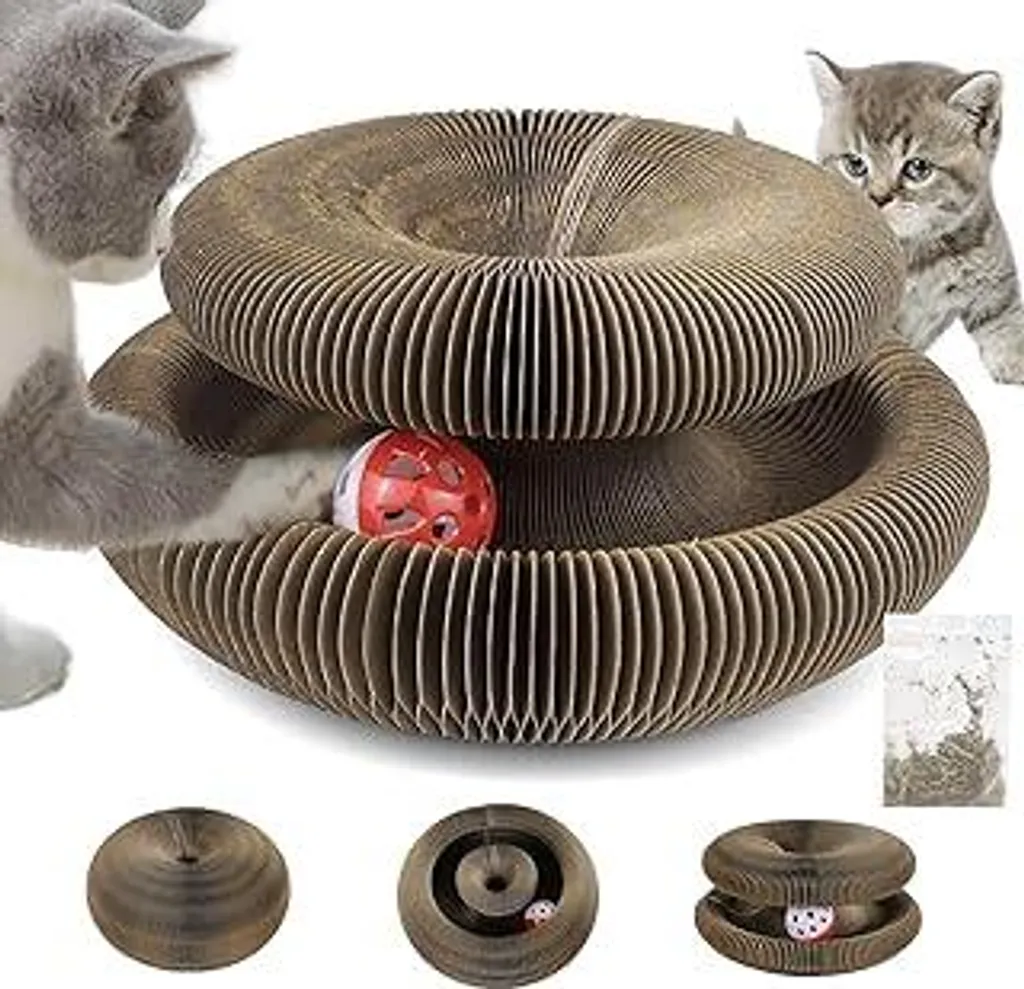 Tiragraffi per gatti 2 in 1 Magical Organ Tiragraffi per gatti Cartone tiragraffi Magic Organ Cat Scratching Board Giocattolo per gatti Tiragraffi per gatti con campanellino Pieghevole