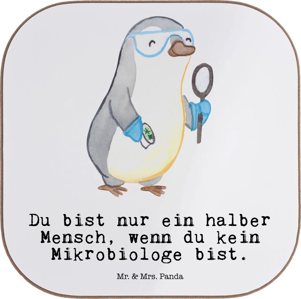 Mr. & Mrs. Panda Tischuntersetzer Mikrobiologe Herz - Weiß - Geschenk, Spruch, Labor, Design Untersetzer, Gläser, Beruf, für, Coaster, gläserun...