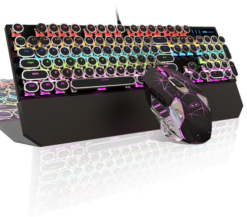 Mechanisches Tastatur Maus Set Schwarz, 104 Tasten Red Produktbild 
